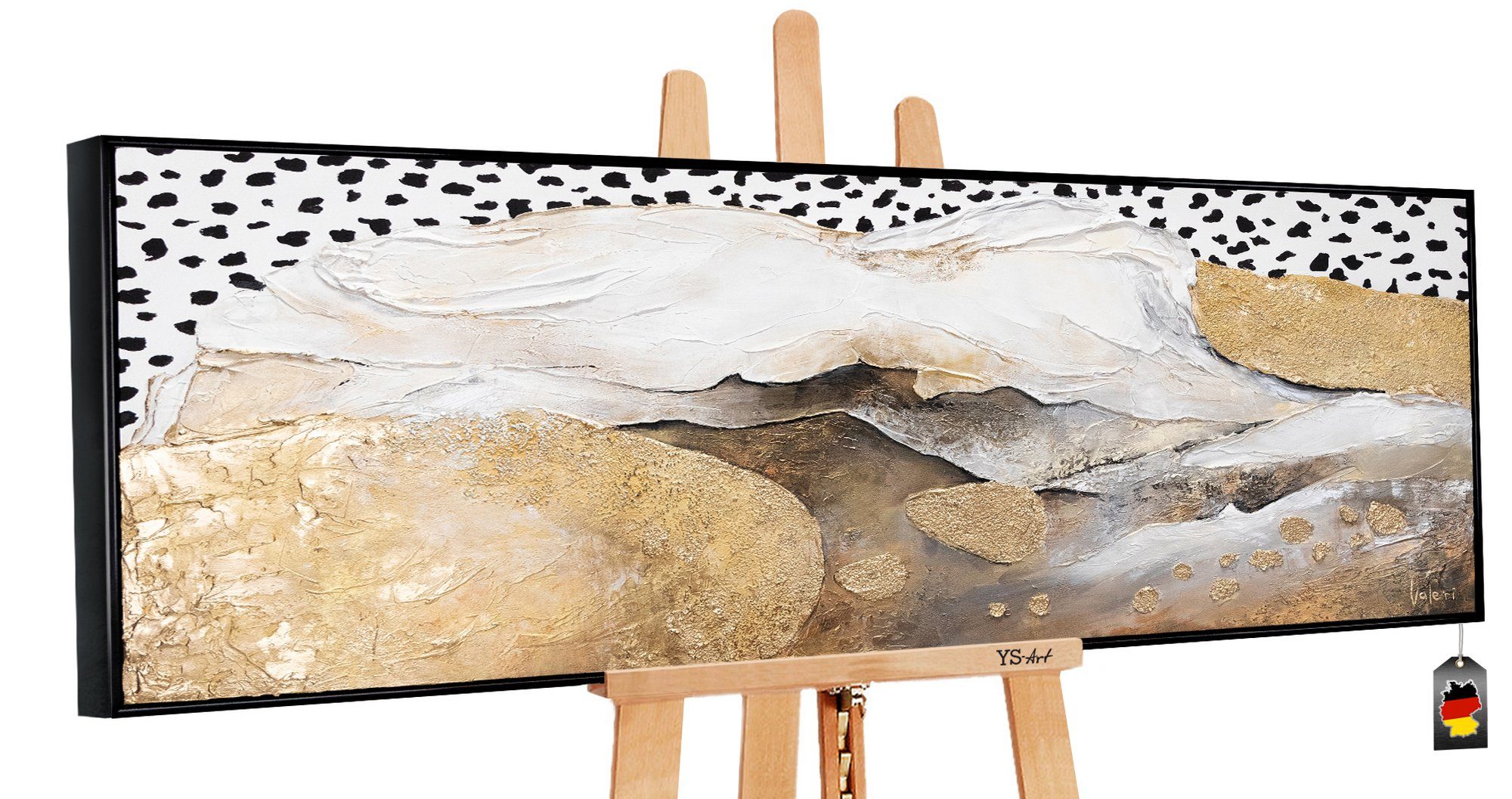 YS-Art Gemälde Handgemalt Abstraktes Strukturiertes Leinwand Rahmen mit Bild Leopardentraum, Kühler