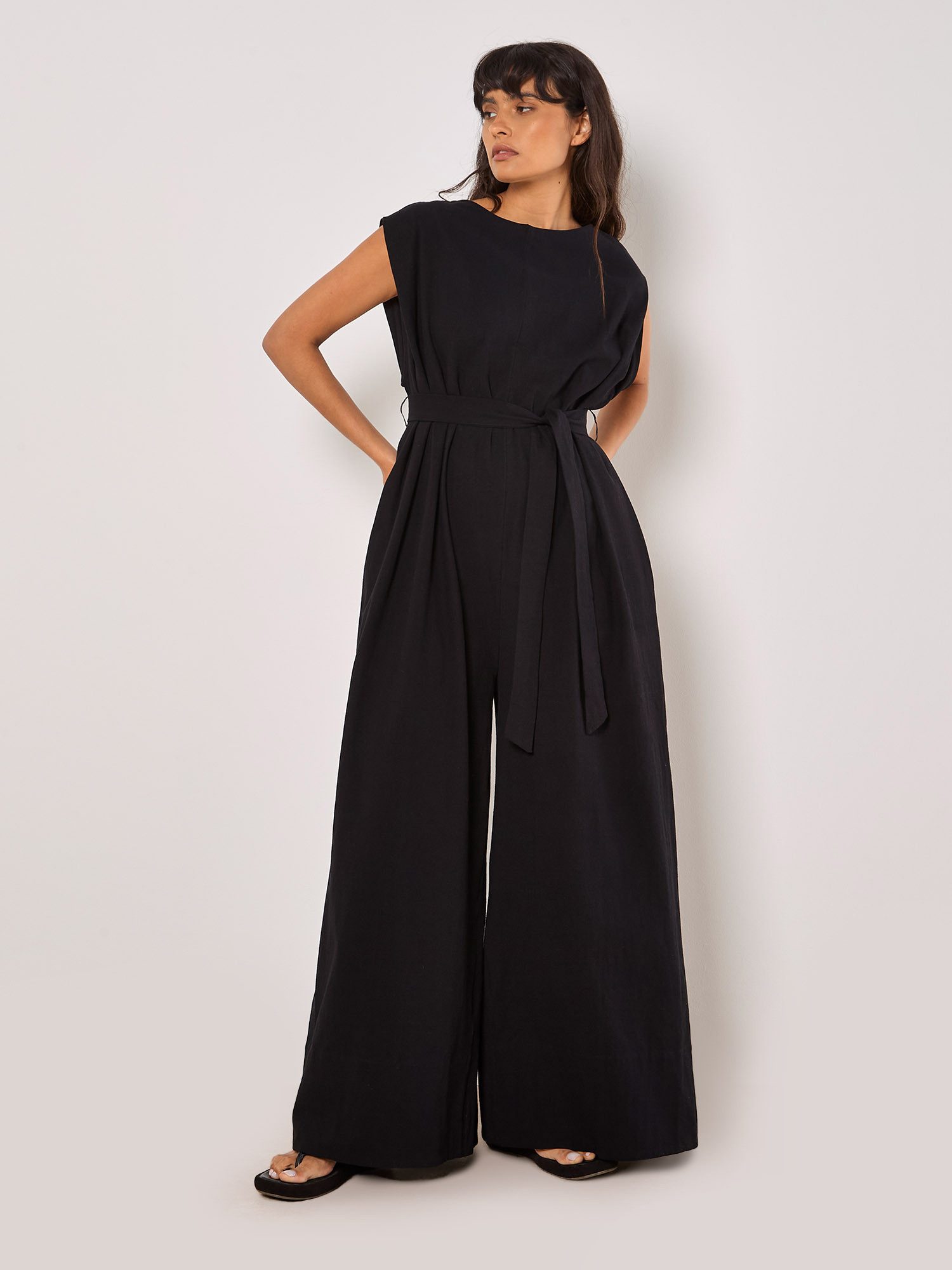 Apricot Jumpsuit Wide Leg Jumpsuit (Stoffgürtel) mit Bindegürtel günstig online kaufen