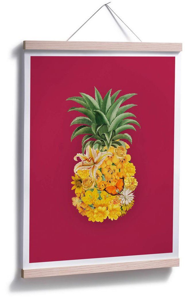 Wall-Art Poster Ananas (1 Blume Pink, Blumen St)