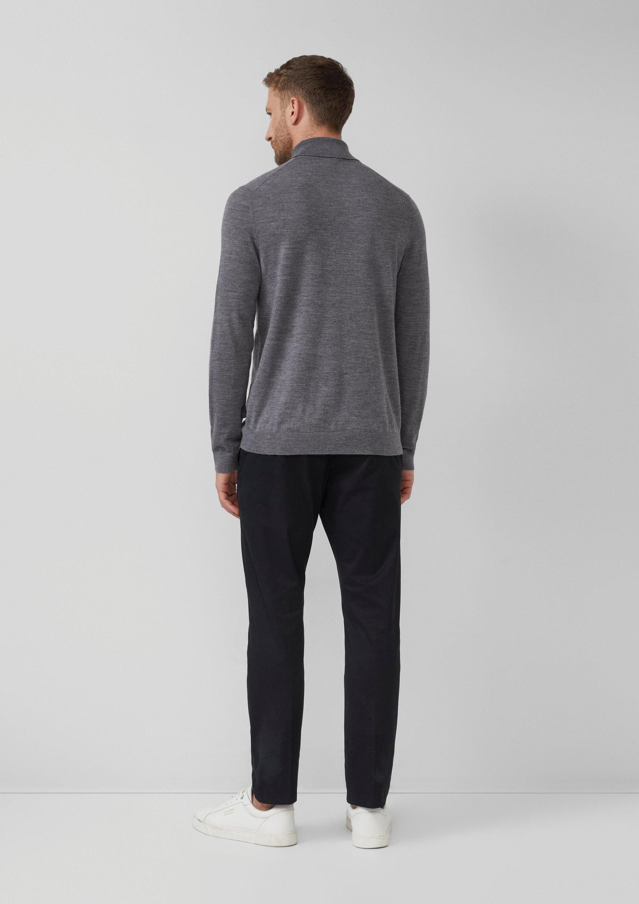 s.Oliver Longpullover Strickpullover Rollkragenpullover aus reiner Merinowolle