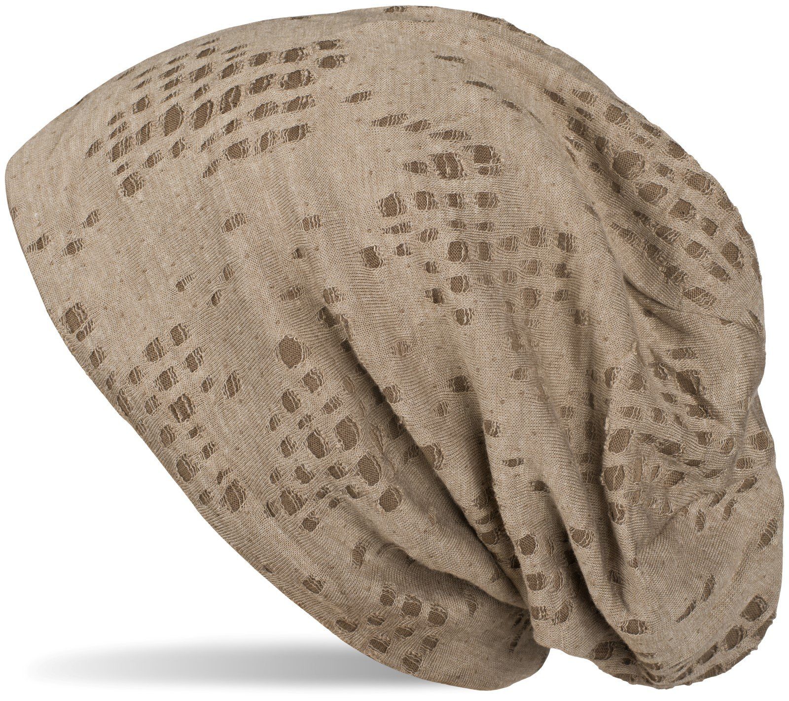 Beanie Beanie mit kleinen Löchern im Destroyed used Look