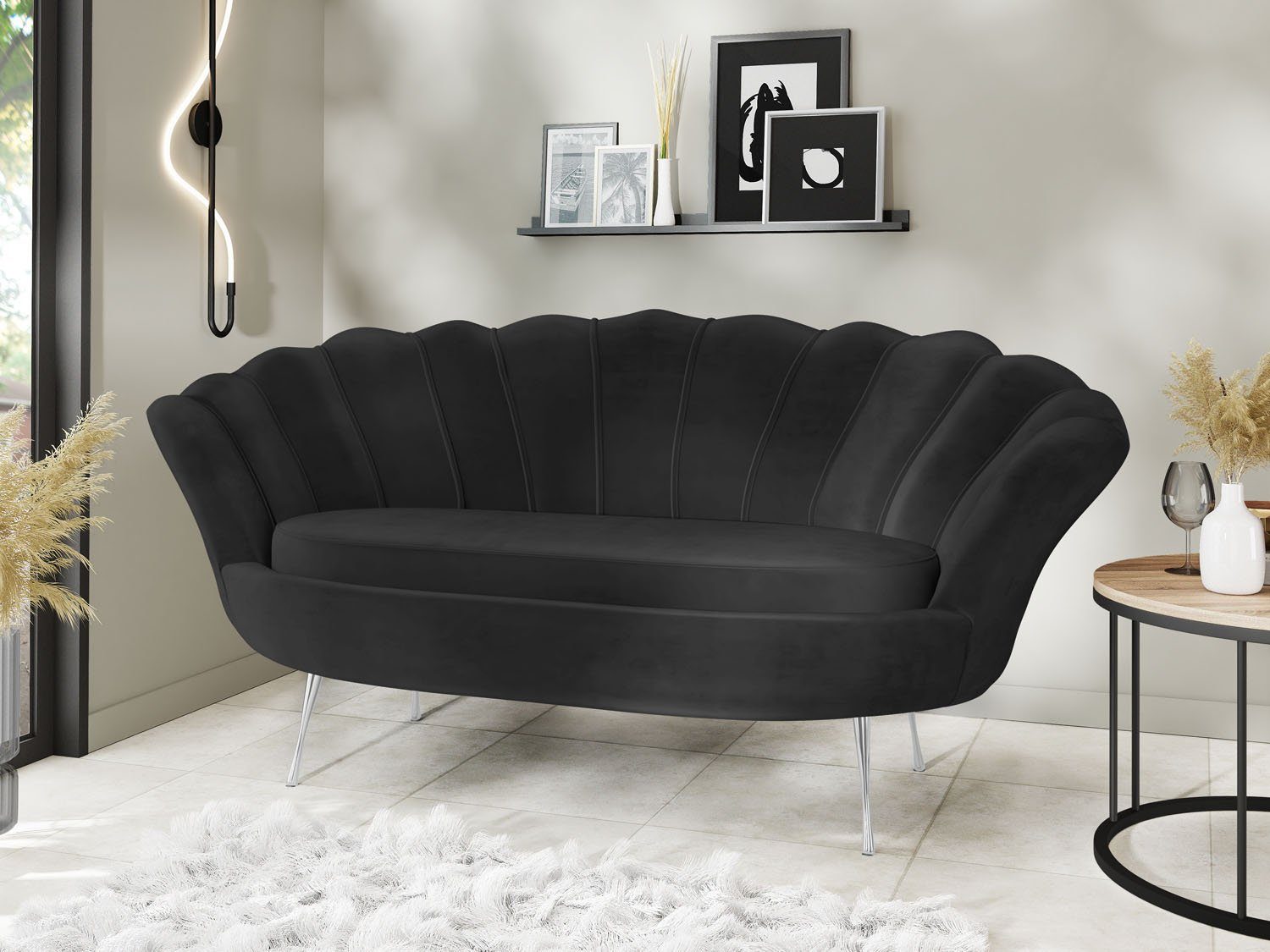 WFL GROUP Sofa Muschel, Samt 2-Sitzer günstig online kaufen