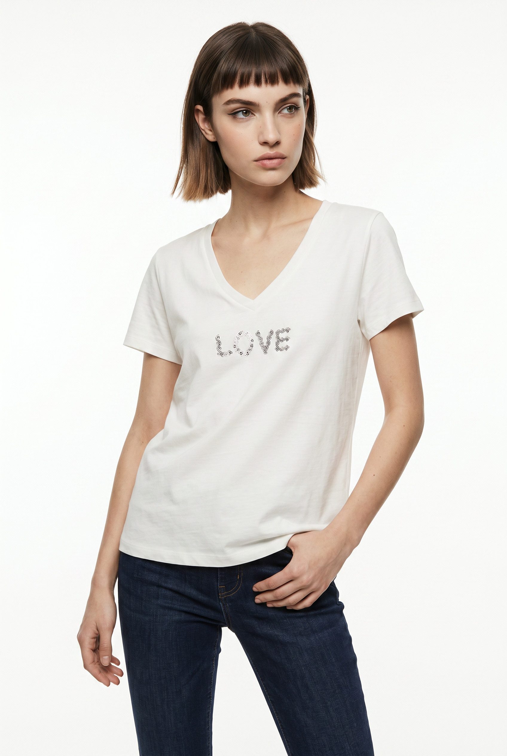 Vero Moda Kurzarmshirt VMJOAN VANESSA SS TOP BOX JRS Baumwolle, regular fit