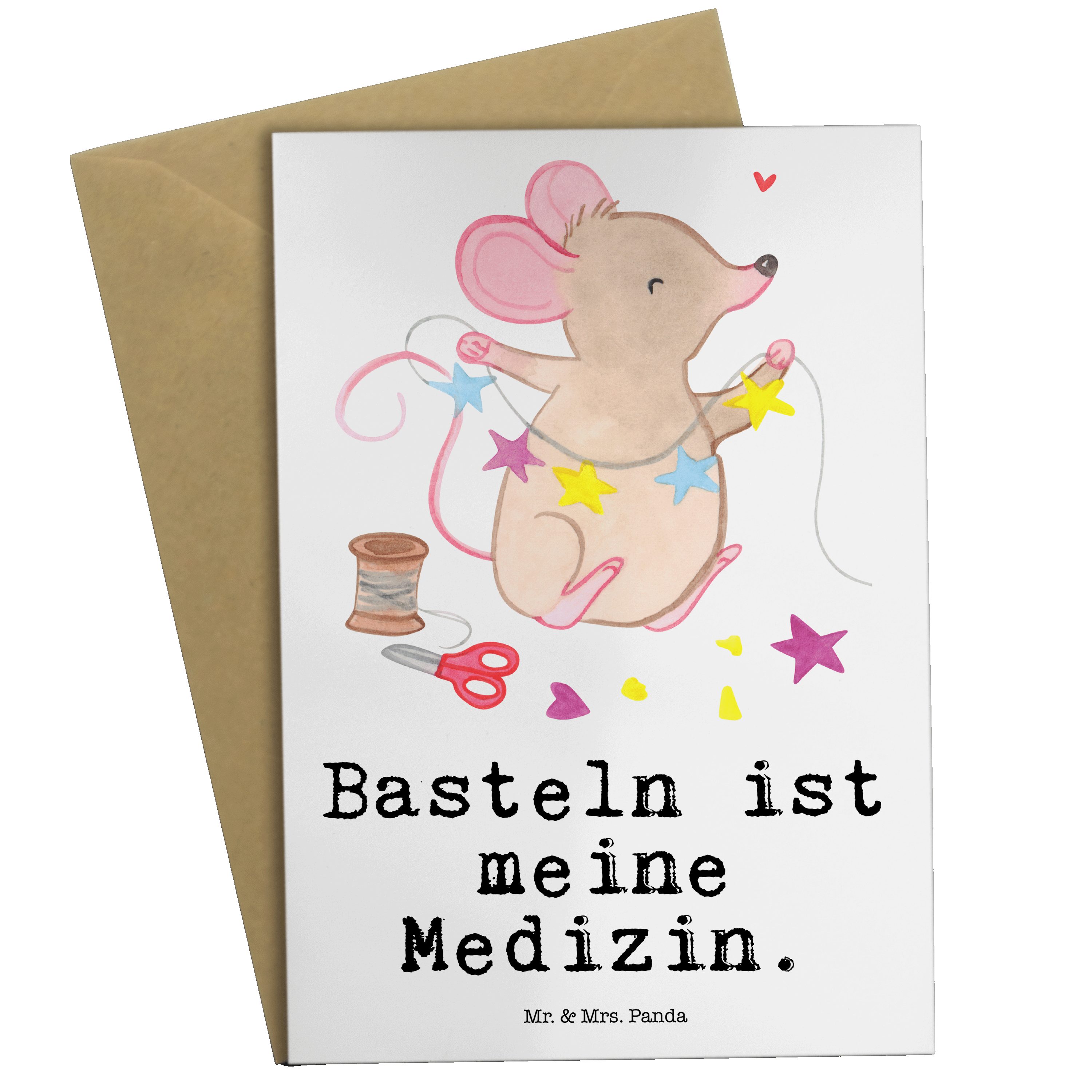 Mr. & Mrs. Panda Grußkarte Maus Basteln Medizin - Weiß - Geschenk, Hochzeitskarte, kreatives Bas