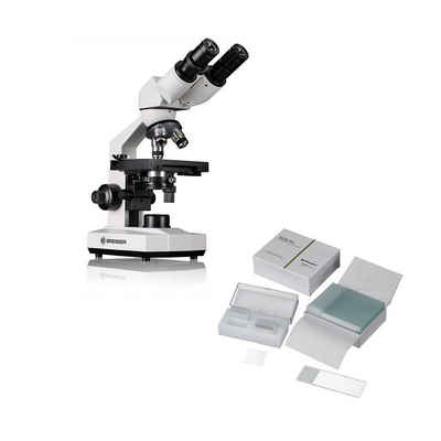BRESSER SET Erudit Basic Bino Mikroskop + Objektträger Auf- und Durchlichtmikroskop