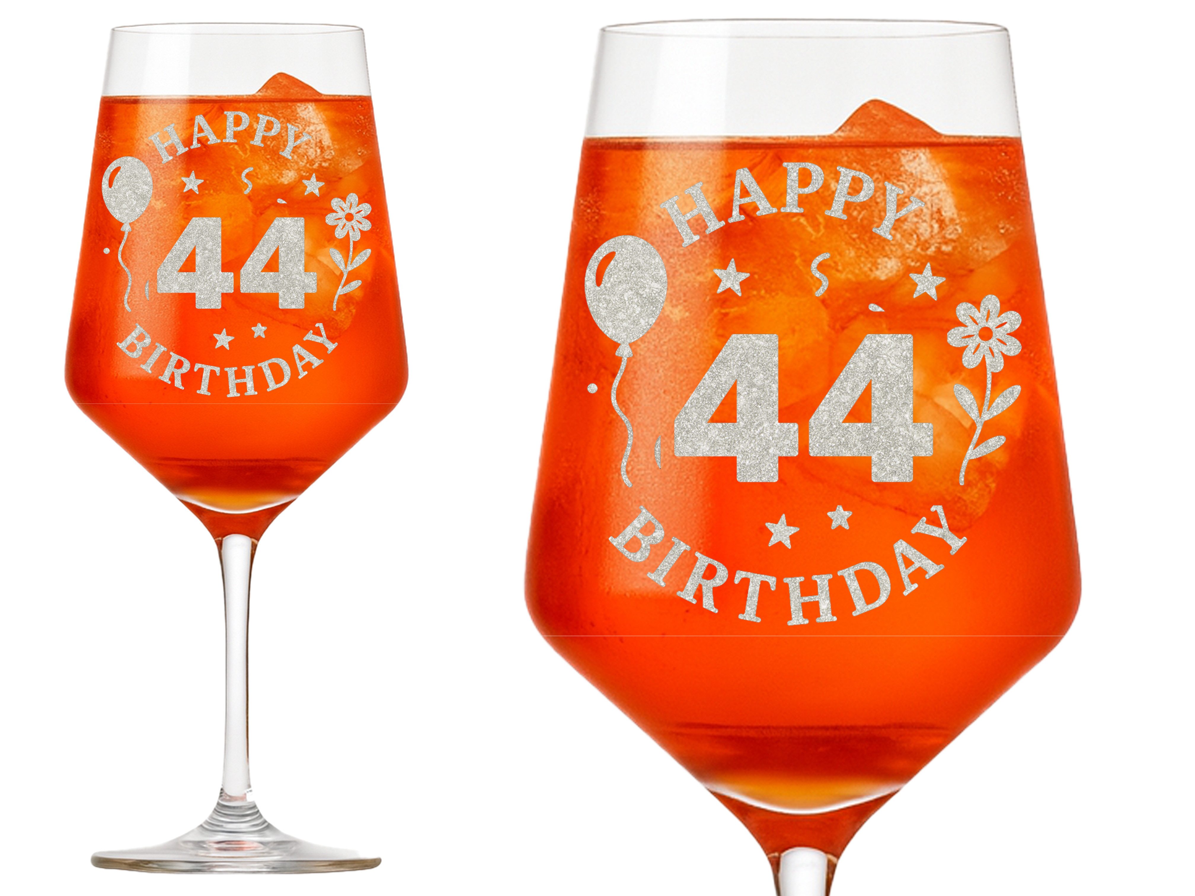 Valhalla Weinglas Gravur Happy Birthday 44. Geburtstag 350ml, 1-tlg., Glas, Atemberaubende Darstellung