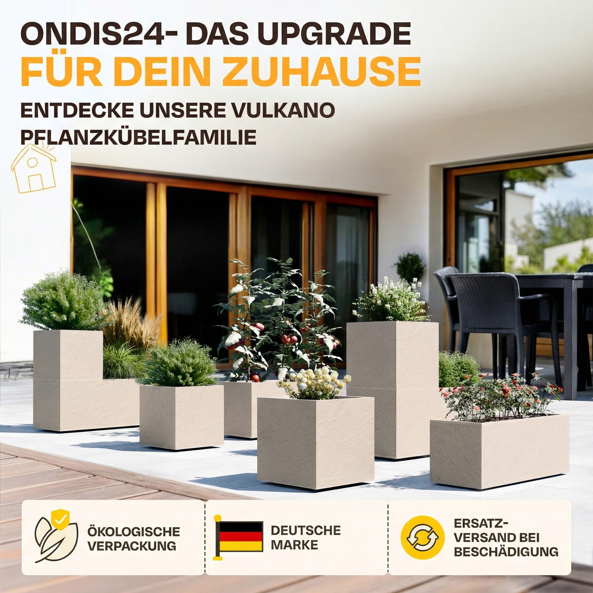 ONDIS24 Pflanzkübel Ondis24 Blumenkübel Vulkano, 50L Blumenkasten (2 St), mit cleverem Wasserspeicher am Boden – Bild 4 von 5