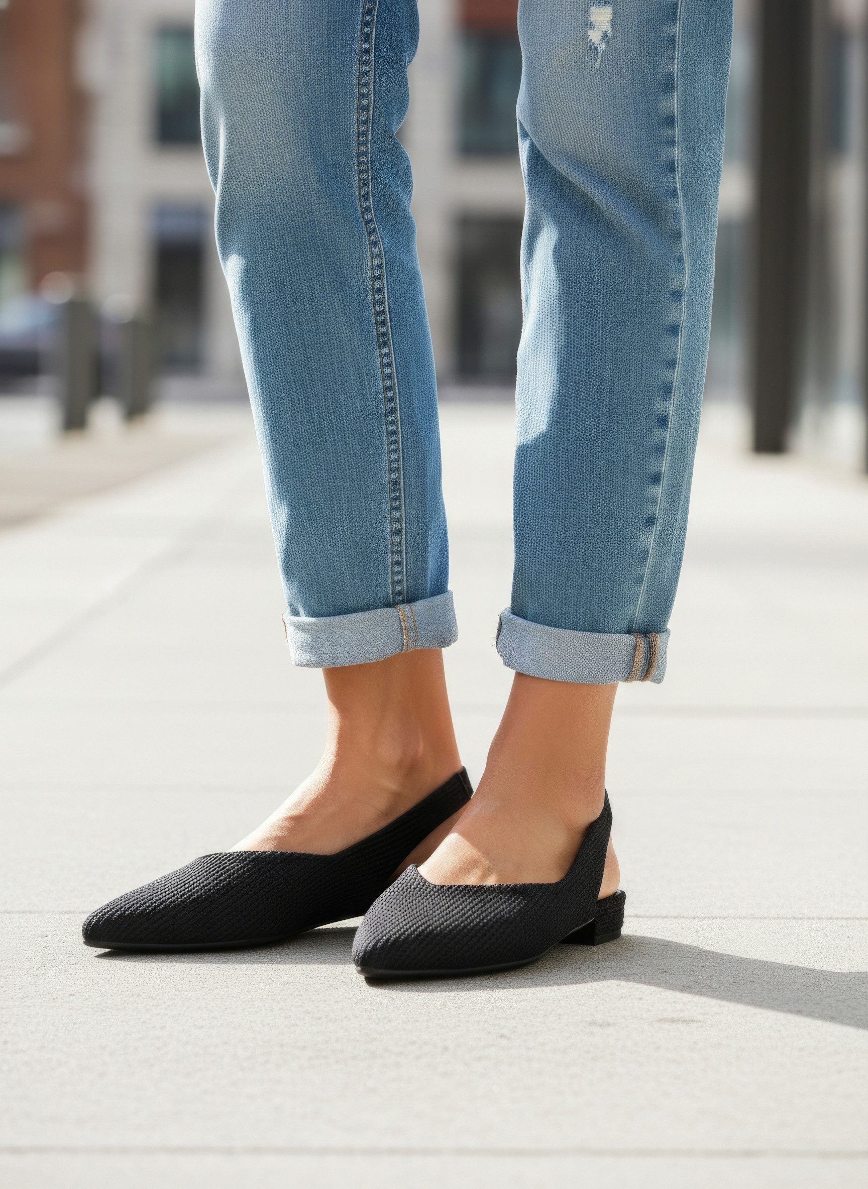 LASCANA Sling-Ballerina, Sandale, Ballerina mit elastischem Riemchen aus Textil VEGAN