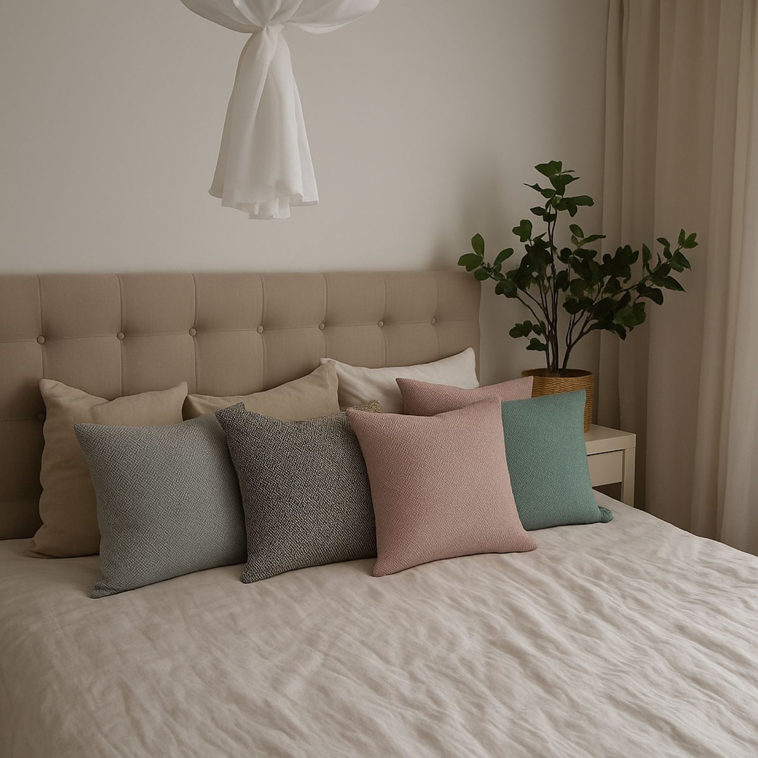 Marrakesch Orient & Mediterran Interior Zierkissen 4er Set Kissenbezüge Calix Beige 40cm aus Baumwolle, Boho Handarbeit, (4 St)