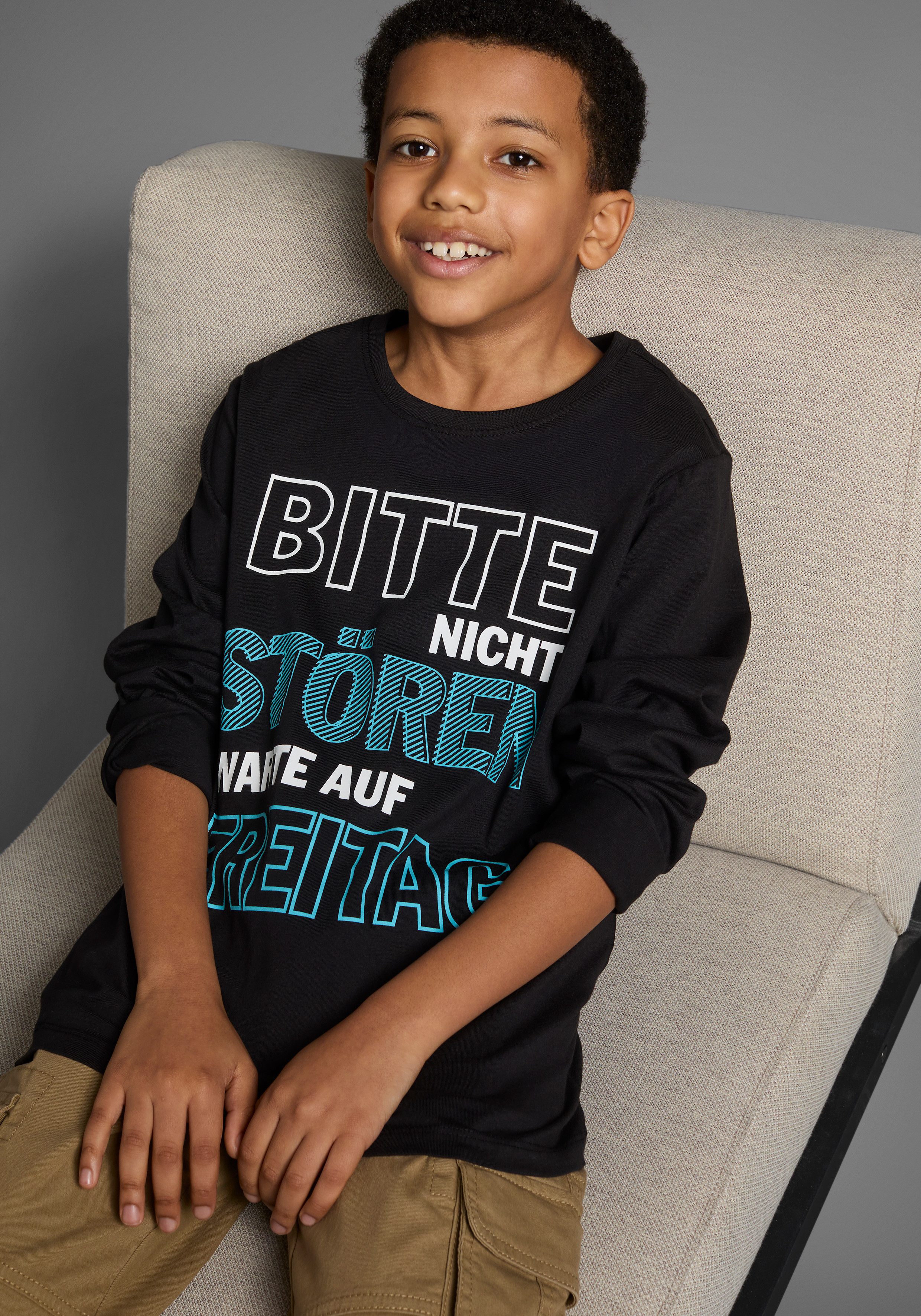 KIDSWORLD Langarmshirt Bitte nicht stören... Langarm, Basic-Passform, bedruckt, Rundhalsausschnitt