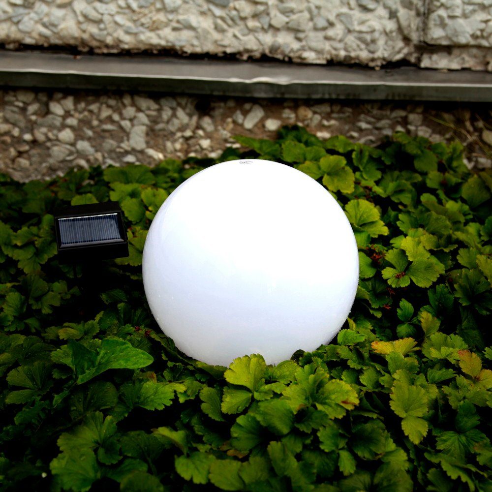 mm LED, Solarleuchten Ø LED, 200 IP44, Angabe, Gartenkugel Leuchtmittel und TRADING fest Solar- LED warmweiss, mit Globus, keine Ja, enthalten: STAR Solarleuchte Sensor verbaut,