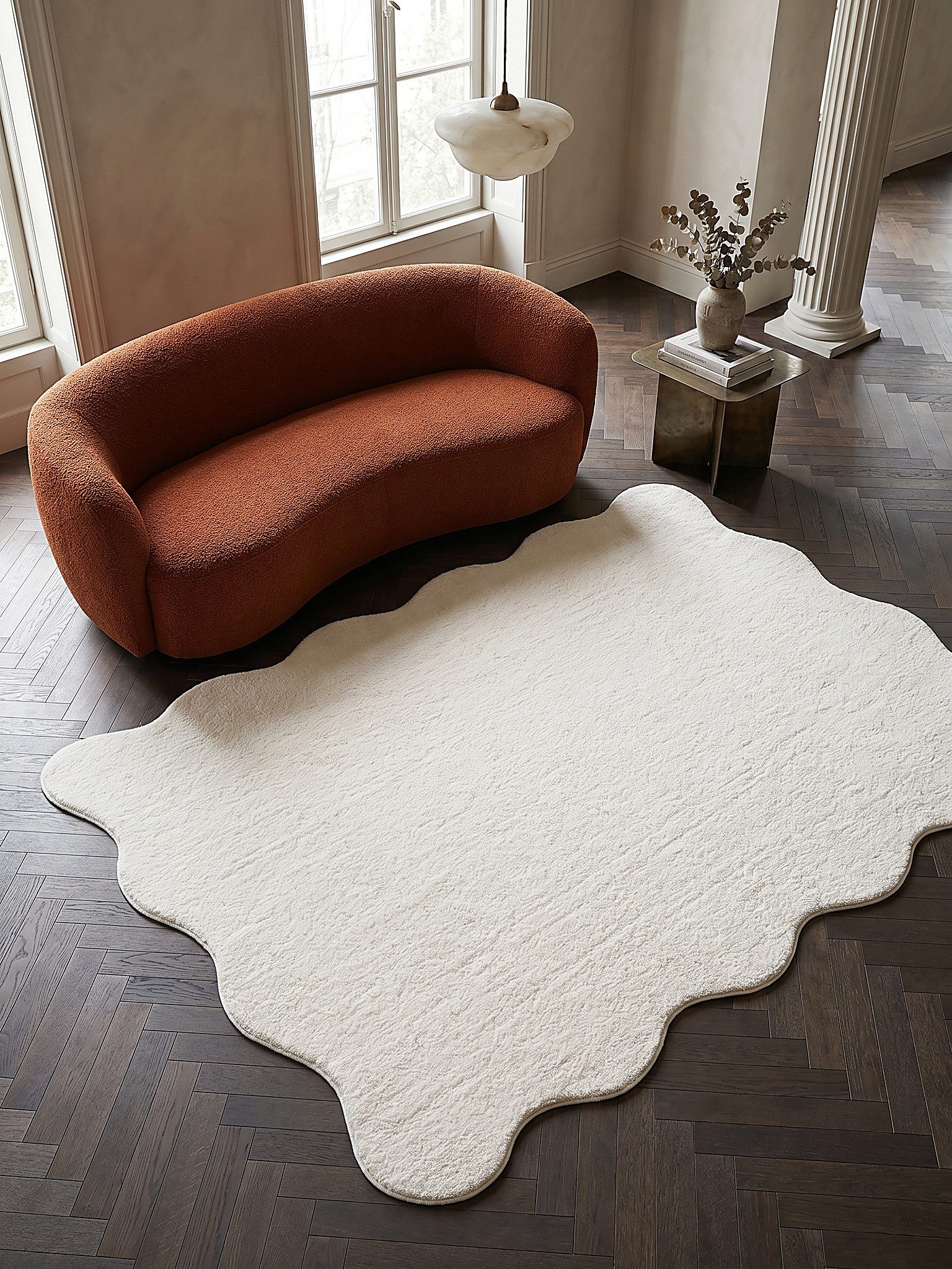 KADIMA DESIGN Teppich TIRSO Hochflorteppich Creme 120x160 Uni Polyester Antirutsch, Rechteckig, Höhe: 18 mm, Trittschalldämmend, Strapazierfähig, Pflegeleicht, Farbecht