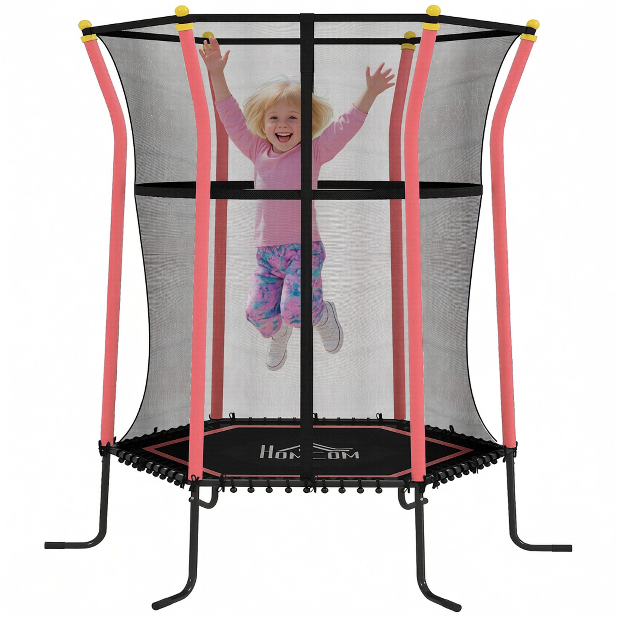 HOMCOM Kindertrampolin Trampolin, Federfreie Gartentrampolin mit Sicherheitsnetz, Ø 111 cm, (Indoor Trampolin, 1 tlg., Trampolin), bis 50 kg, für Kinder 3-10 Jahre Rot