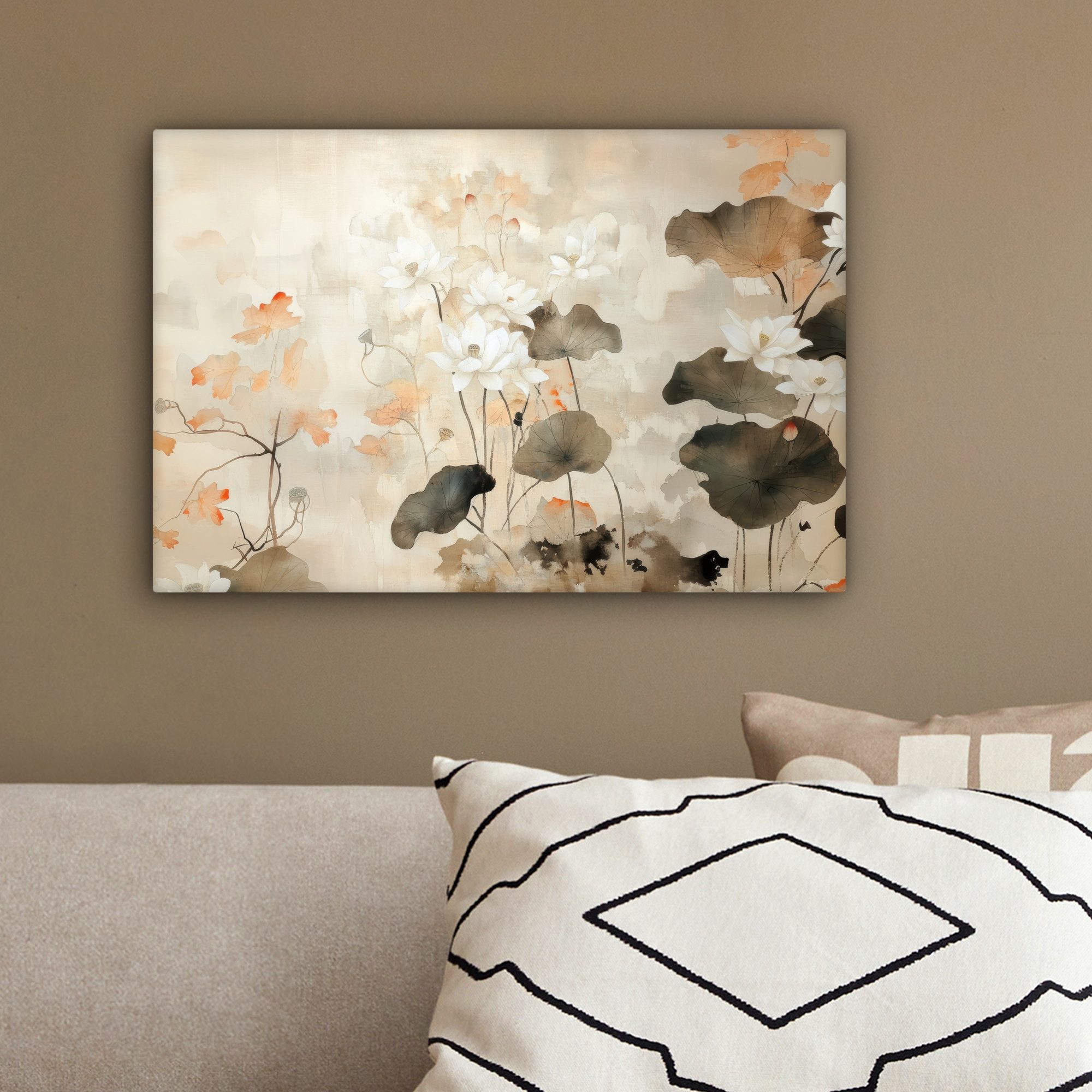OneMillionCanvasses® Leinwandbild Blumen - Japandi - Wabi sabi, Fotodruck (1 St), Leinwand Bilder Klein, Wand Dekoration Aesthetic 30x20 cm