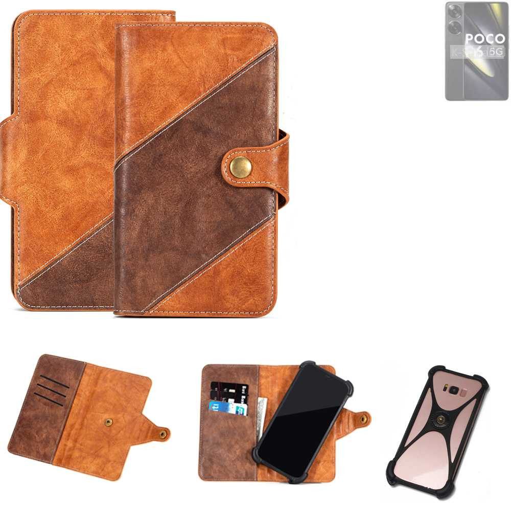 K-S-Trade Handyhülle für POCO F6, Handyhülle Schutzhülle Bookstyle Case Wallet-Case Cover
