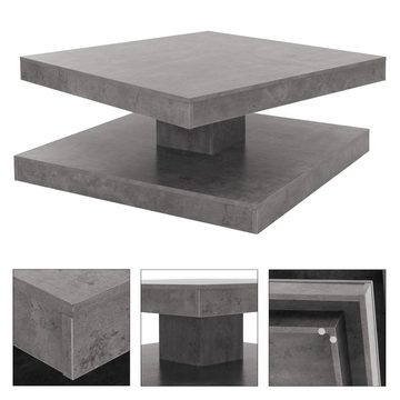 ML-DESIGN Couchtisch Wohnzimmertisch Moderner Beistelltisch Geräumiger Sofatisch, 360° drehbare Tischplatte Ablagefläche 78x78x36cm Grau Beton Optik