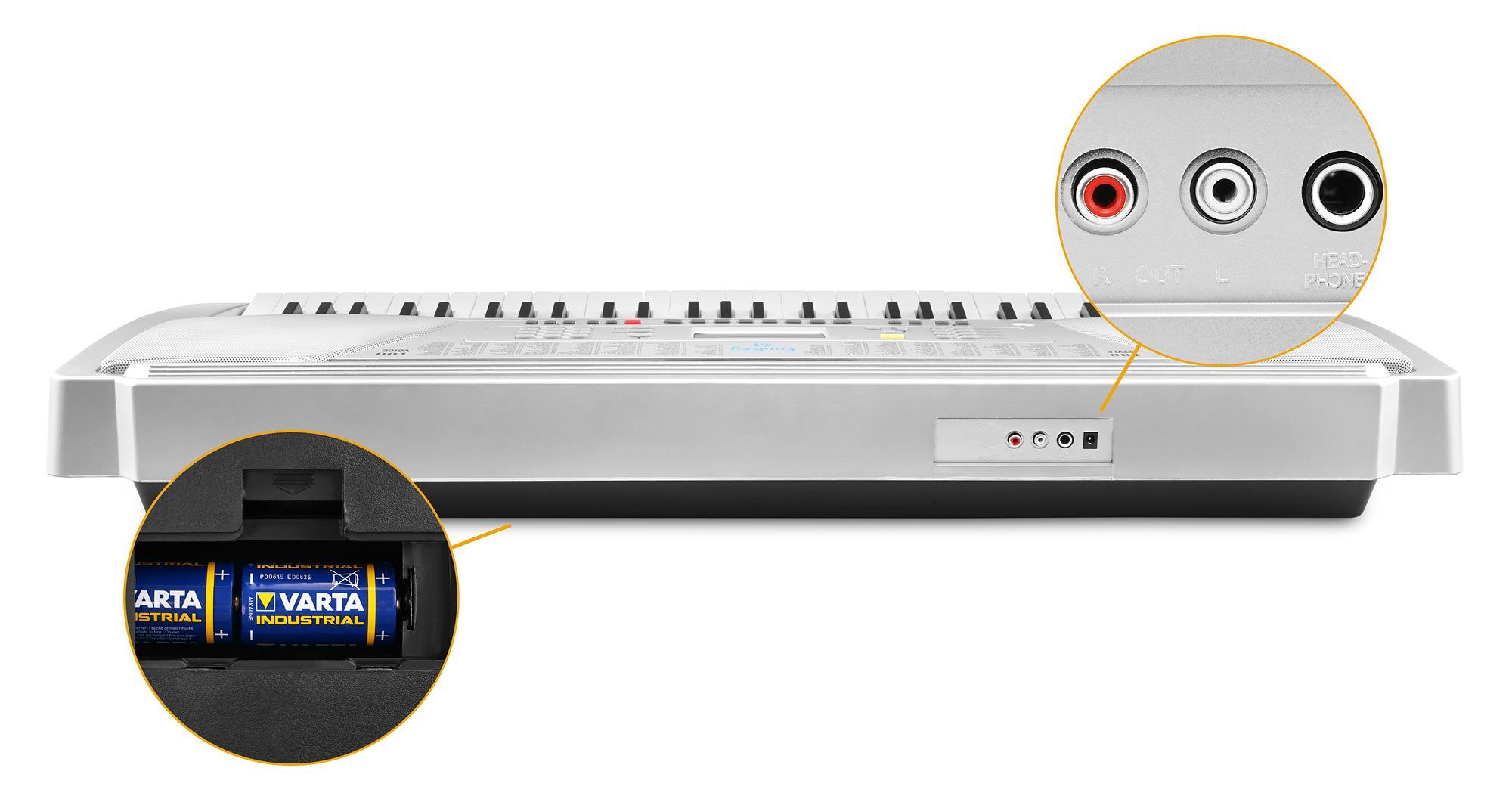 FunKey Home-Keyboard FunKey 61 SL Keyboard inkl. Netzteil und Notenhalter Silber, Begleitautomatik mit 100 Rhythmen