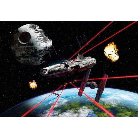 Komar Fototapete Star Wars Millennium Falcon, 368x254 cm (Breite x Höhe), inklusive Kleister