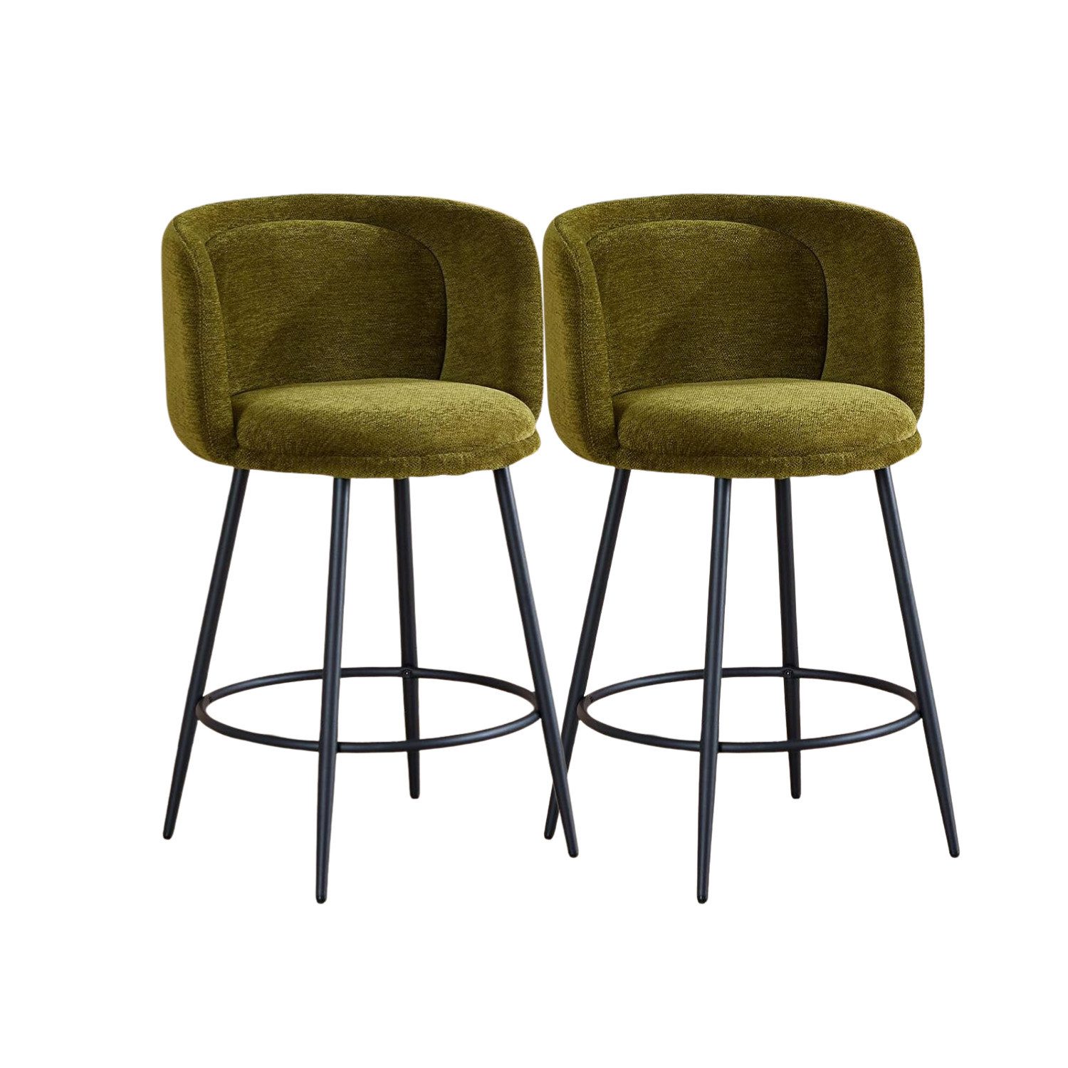 WAHSON OFFICE CHAIRS Barhocker Barhocker 2er mit Lehne, Moderner Barstuhl aus Chenille für Küche