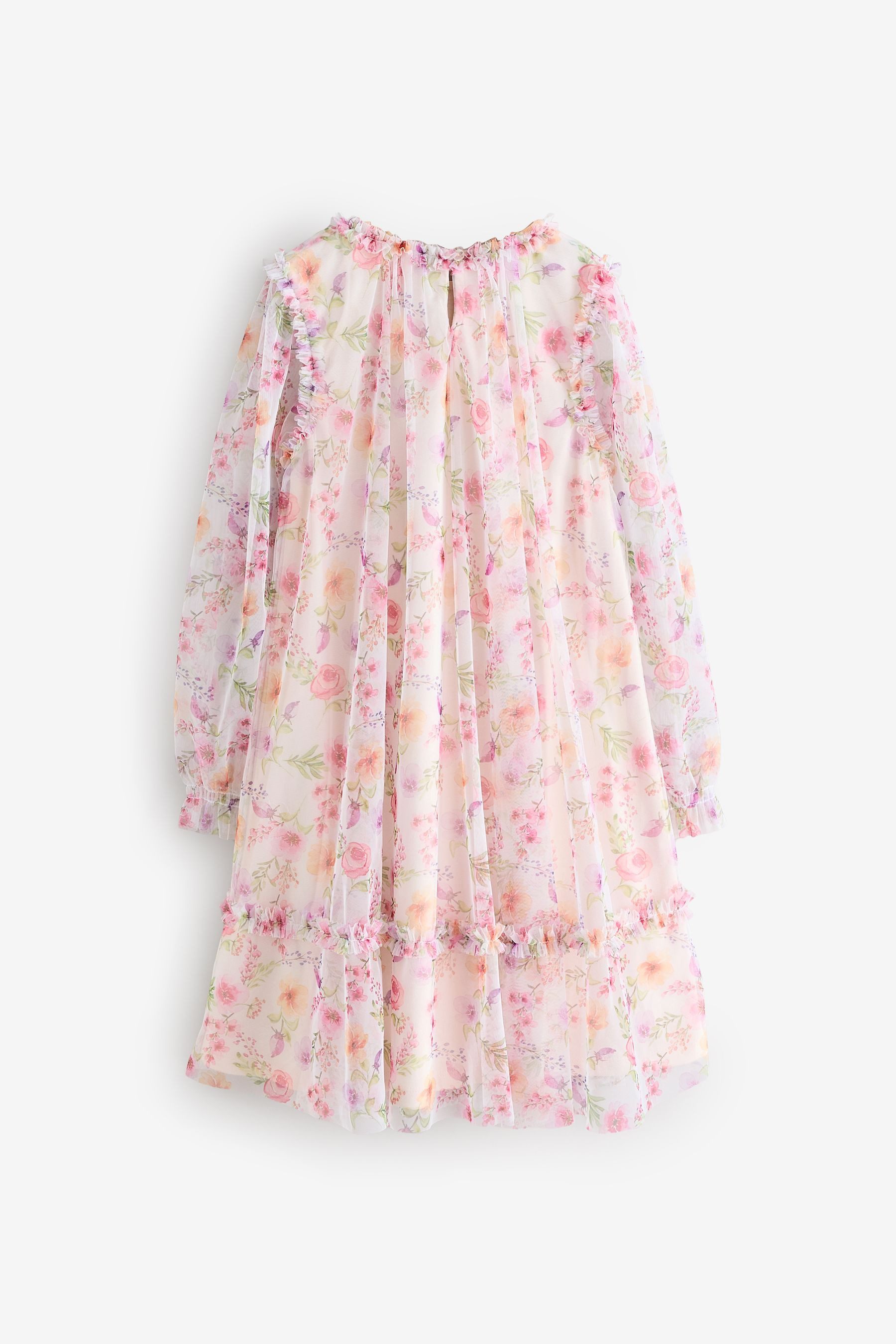 Next Partykleid Elegantes Mesh-Rüschenkleid mit langen günstig online kaufen