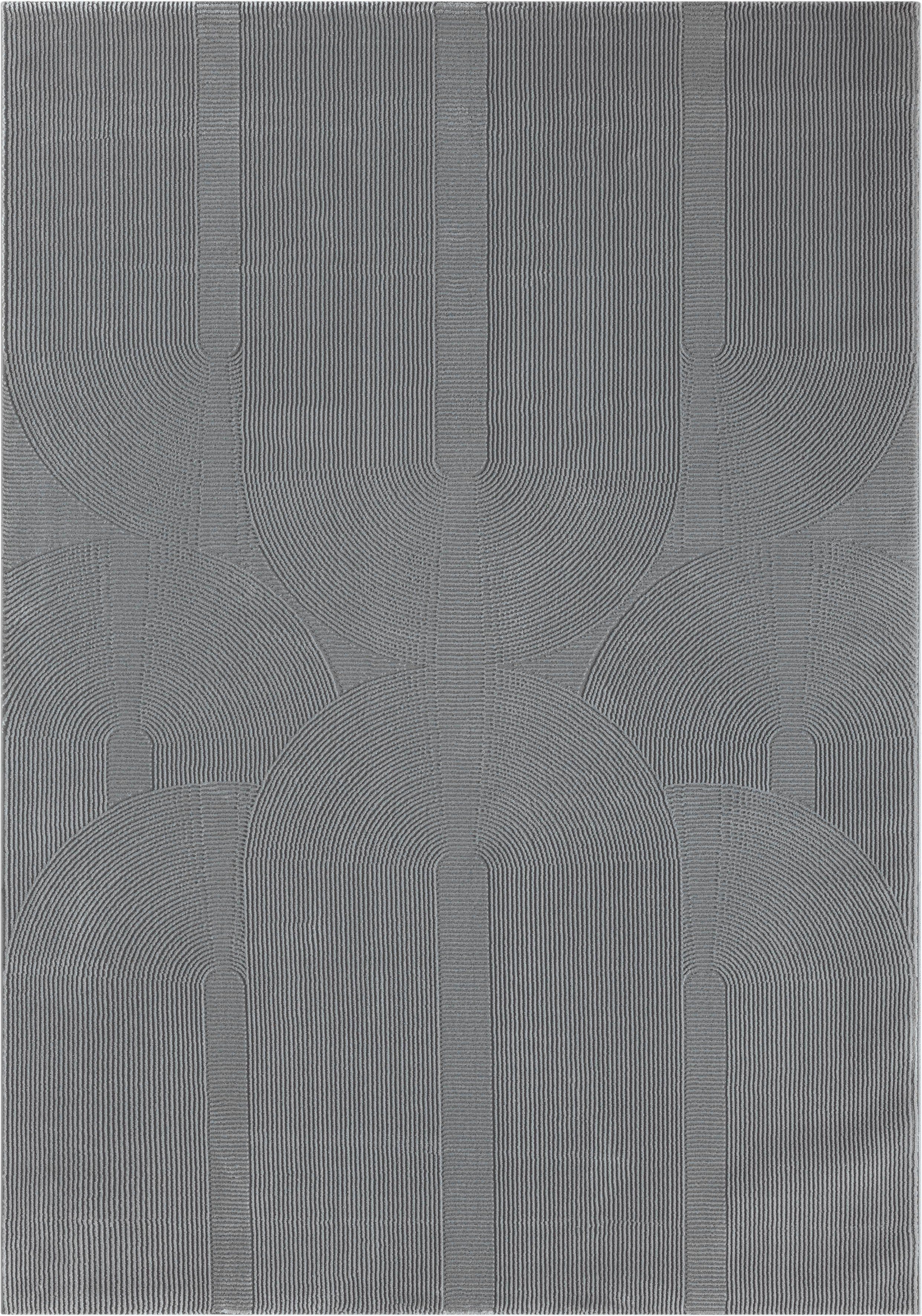 Teppich Sign Struktur, Polyester, mm, merinos, recyceltem Geometrisch, Tief grau Höhe: rechteckig, 1904, Wohnzimmer 12 100% Hoch