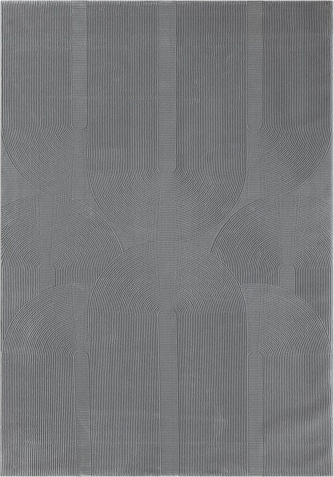 Teppich Sign 1904, merinos, rechteckig, Höhe: 12 mm, Hoch Tief Struktur,  Geometrisch, 100% recyceltem Polyester, Wohnzimmer