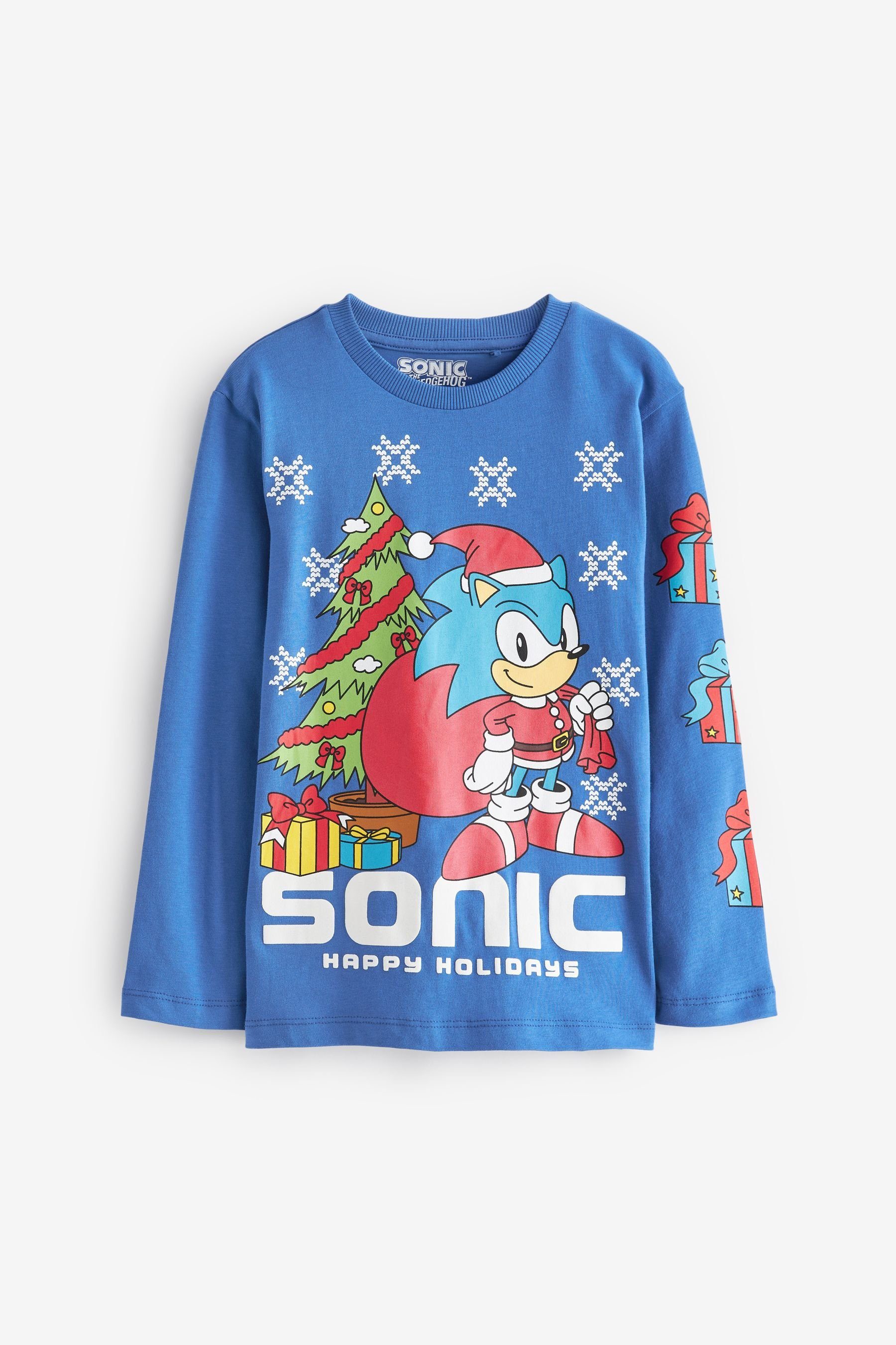 Next Langarmshirt Langärmeliges Weihnachtsshirt (1-tlg) Sonic Cobalt Blue