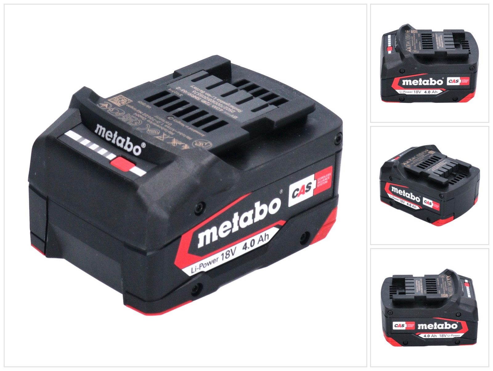 metabo Li-Power Akkupack 18 V 4,0 Ah CAS Li-Ion Akku (625027000) mit Lades Akkupacks