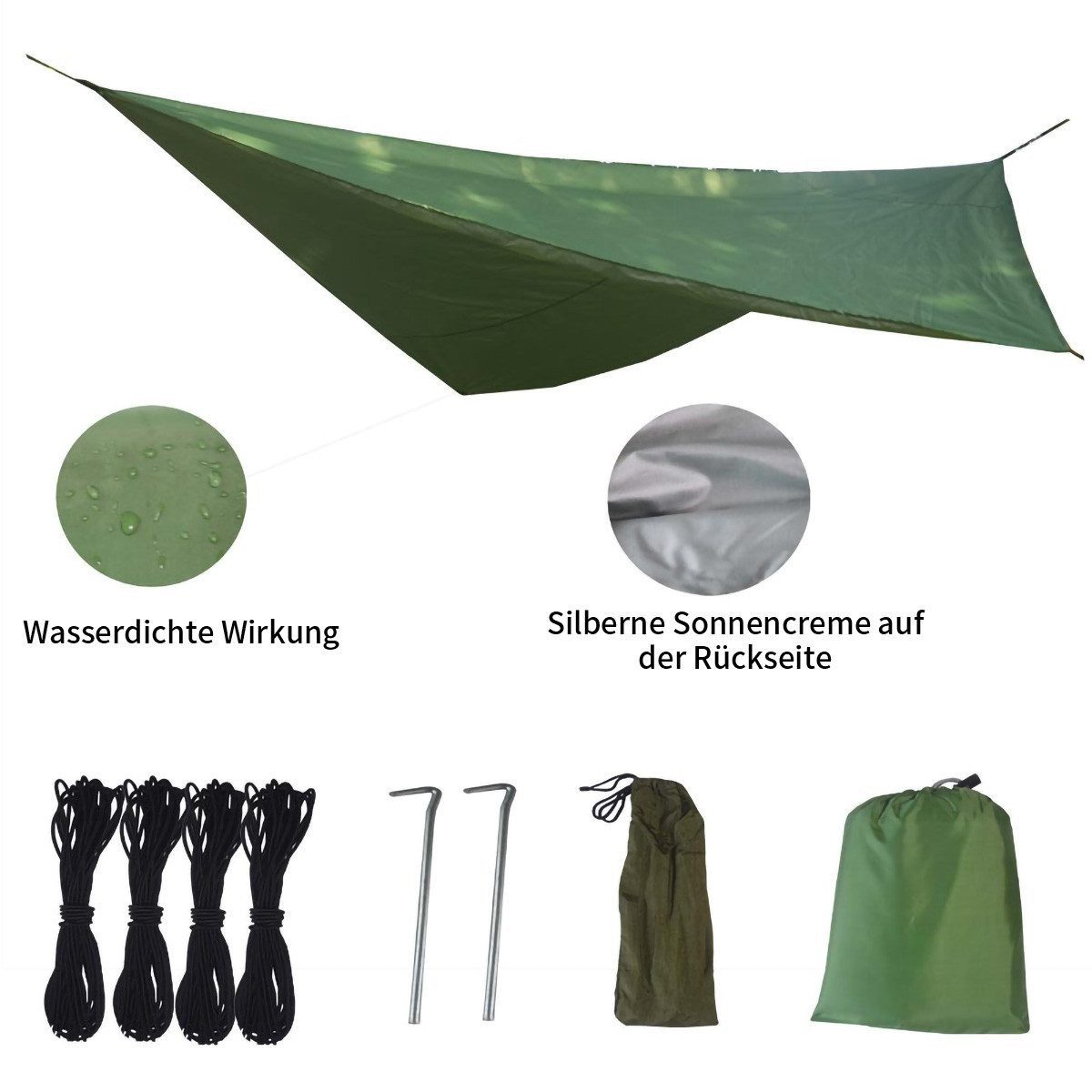 Fivejoy Markisenvorzelt Campingzelt wasserdichte Plane 3 x 3 m, Zeltplane Unterstand, Plane für Hängematte, Regen- und Sonnenschutz, ultraleichte UV-Markise