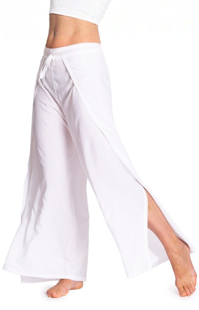 PANASIAM Palazzohose Hosenrock Damen aus leichter Viskose - elegante weite Palazzo Hose Wickelhose einfarbig - gerader Schnitt - luftige Sommerhose Boho Stil