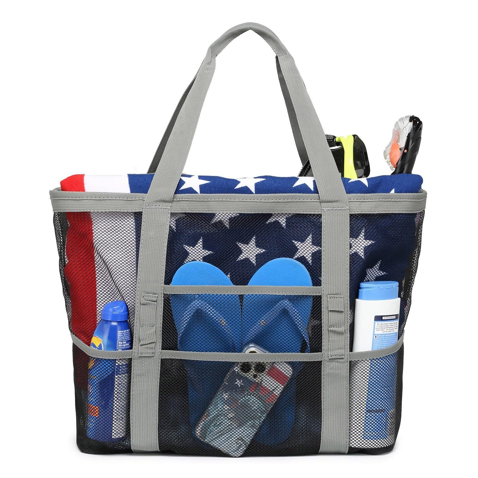 RWEUOQ XL-Strandtasche Große Kapazität Strandspielzeug Mesh günstig online kaufen