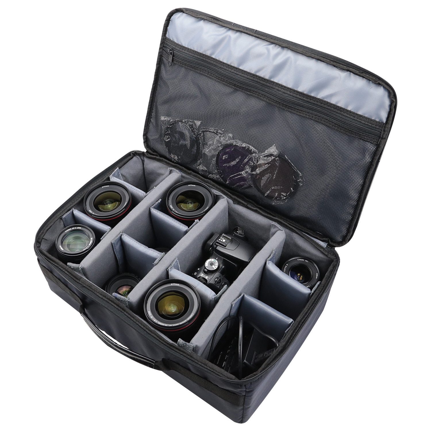 HMF Kameratasche Kamerakoffer individuelle Trennwände, Spiegelreflex, für Kamera Equipment, Waffen und Dokumente, 44 x 28 x 18 cm, schwarz