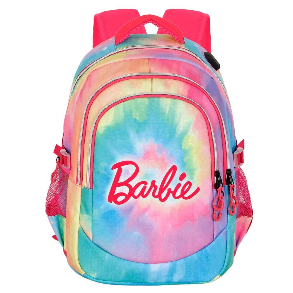 Karactermania Laptoprucksack Barbie Tie Dye großer Running Rucksack Tagesrucksack Alltagsrucksack, USB-Anschluss für elektronische Geräte