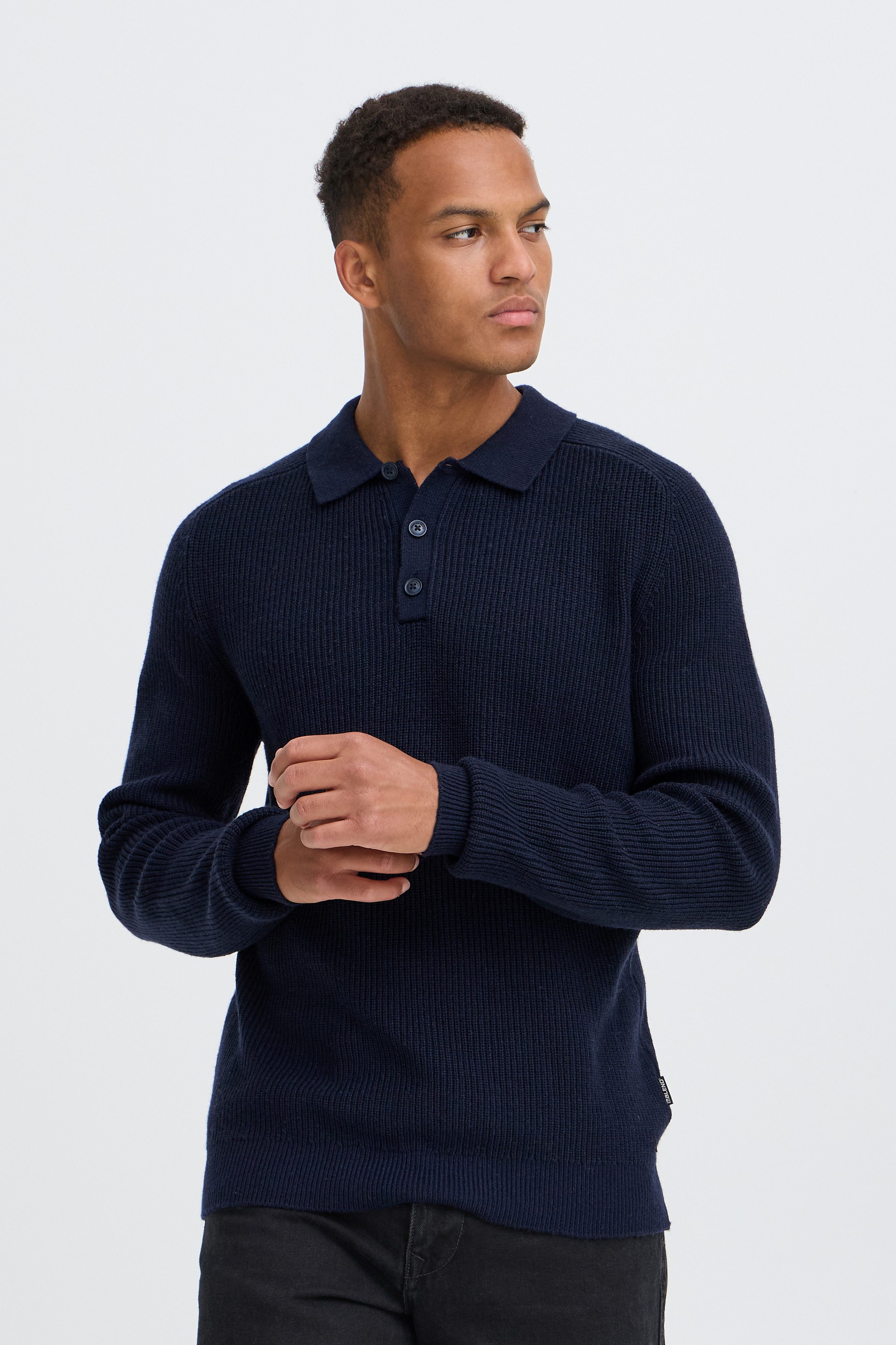 Blend Rundhalspullover BHBOS KNIT POLO Materialmix, regular fit
