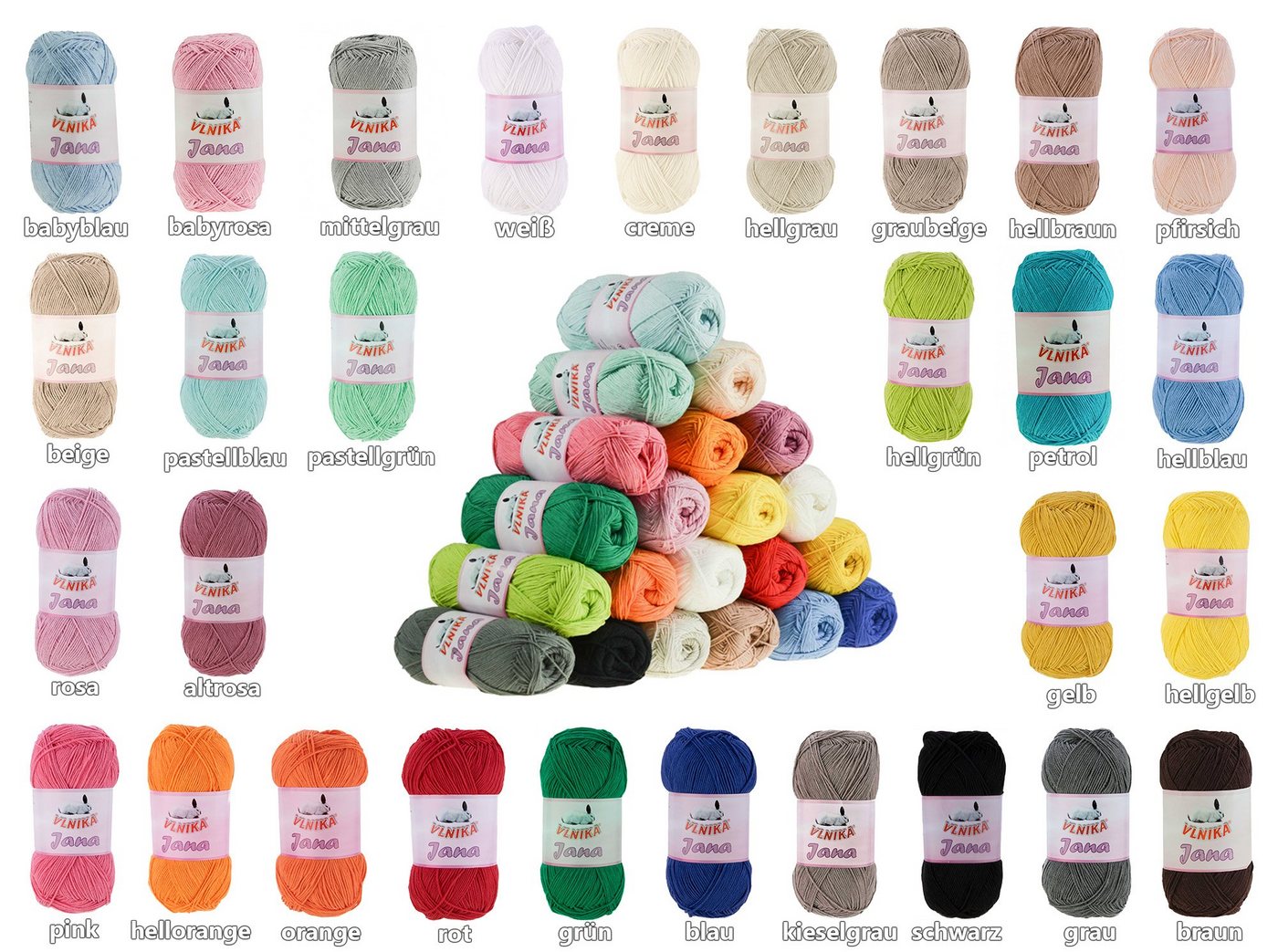 Thumbnail - VLNIKA 100g Strickgarn Jana Häkelgarn Strickwolle Häkelwolle, Farbauswahl Häkelwolle, 330 m, graubeige