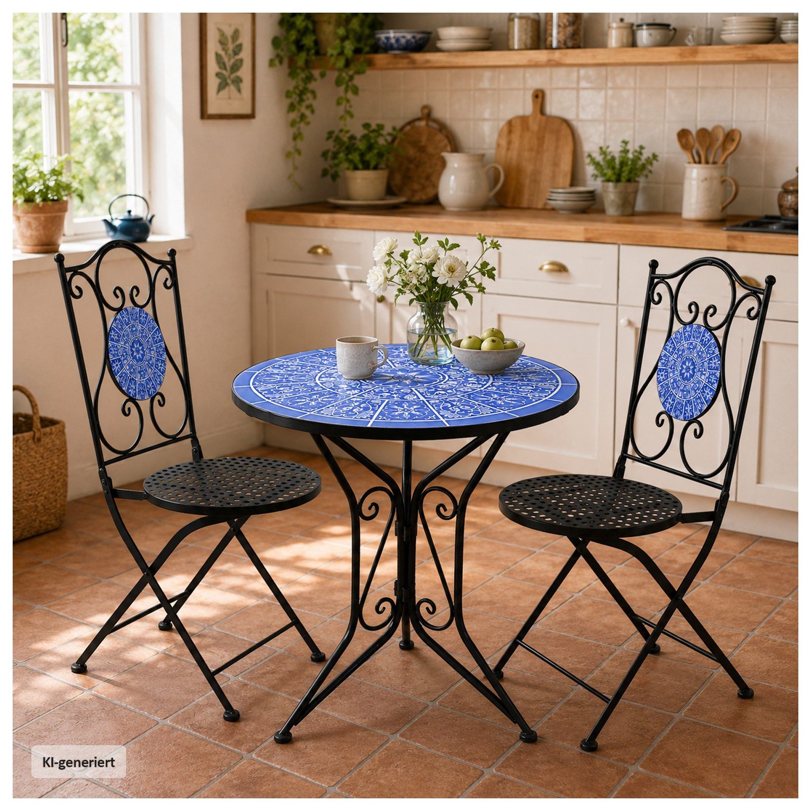HTI-Living Gartenstuhl Gartenstuhl 2er-Set Metall Schwarz Mosaik (Set, 2 St) – Bild 4 von 5