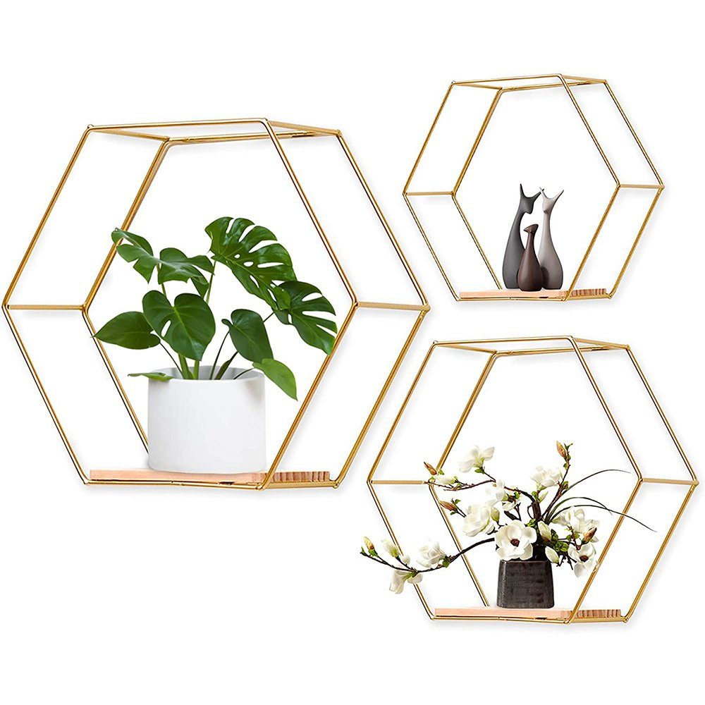NUODWELL Wandregal 3 Stück Hexagon-Wandregalen schwarzen günstig online kaufen