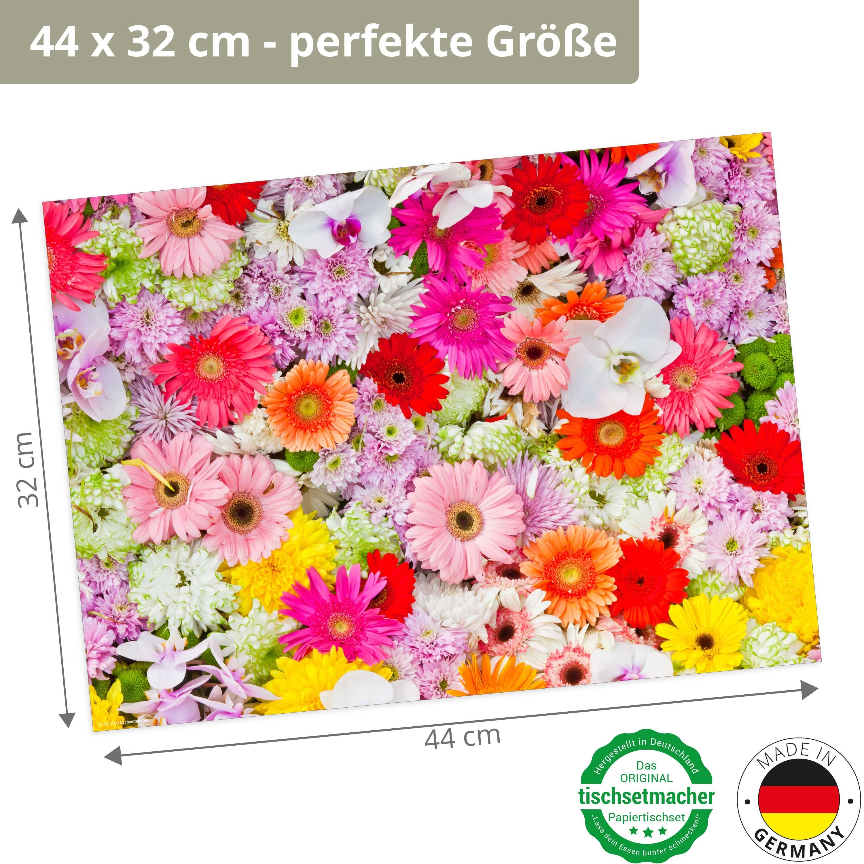 Platzset, Tischset Frühling, Ostern & Blumen - Buntes Blumenmeer,  Tischsetmacher, (aus Naturpapier in Aufbewahrungsmappe, 12-St., 44 x 32 cm  / bunt), Made in Germany