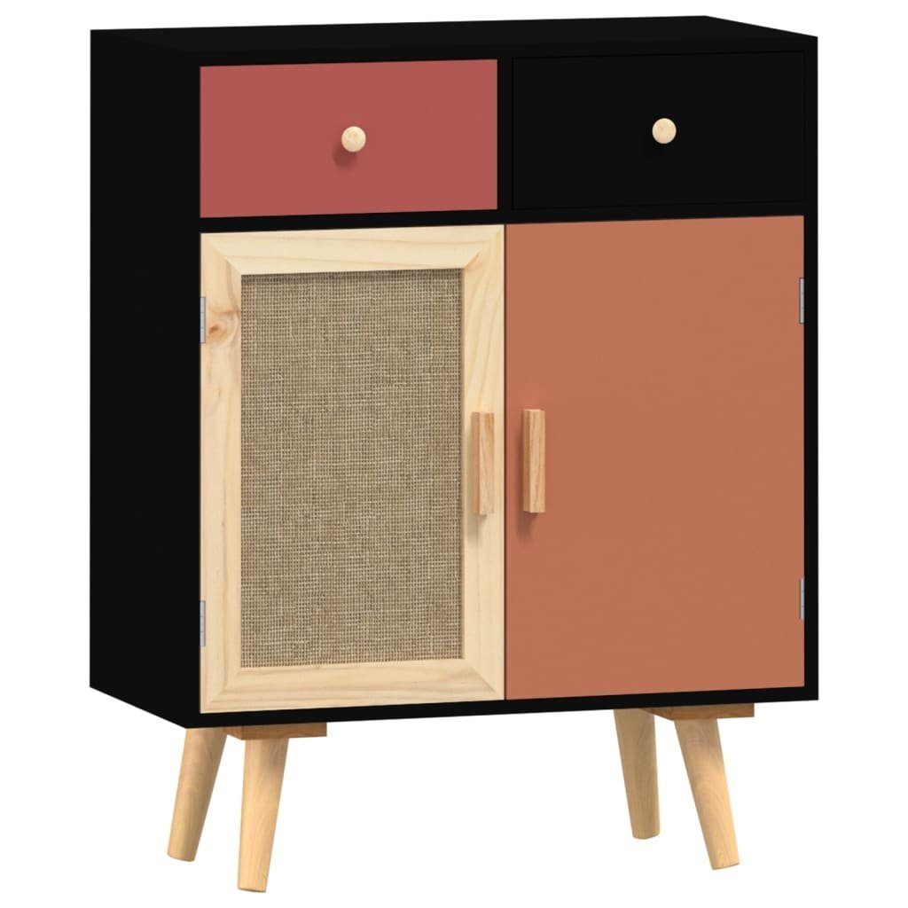 (1-St) mit Schwarz Schubladen Sideboard vidaXL 60x30x75,5 Fächerschrank cm Holzwerkstoff