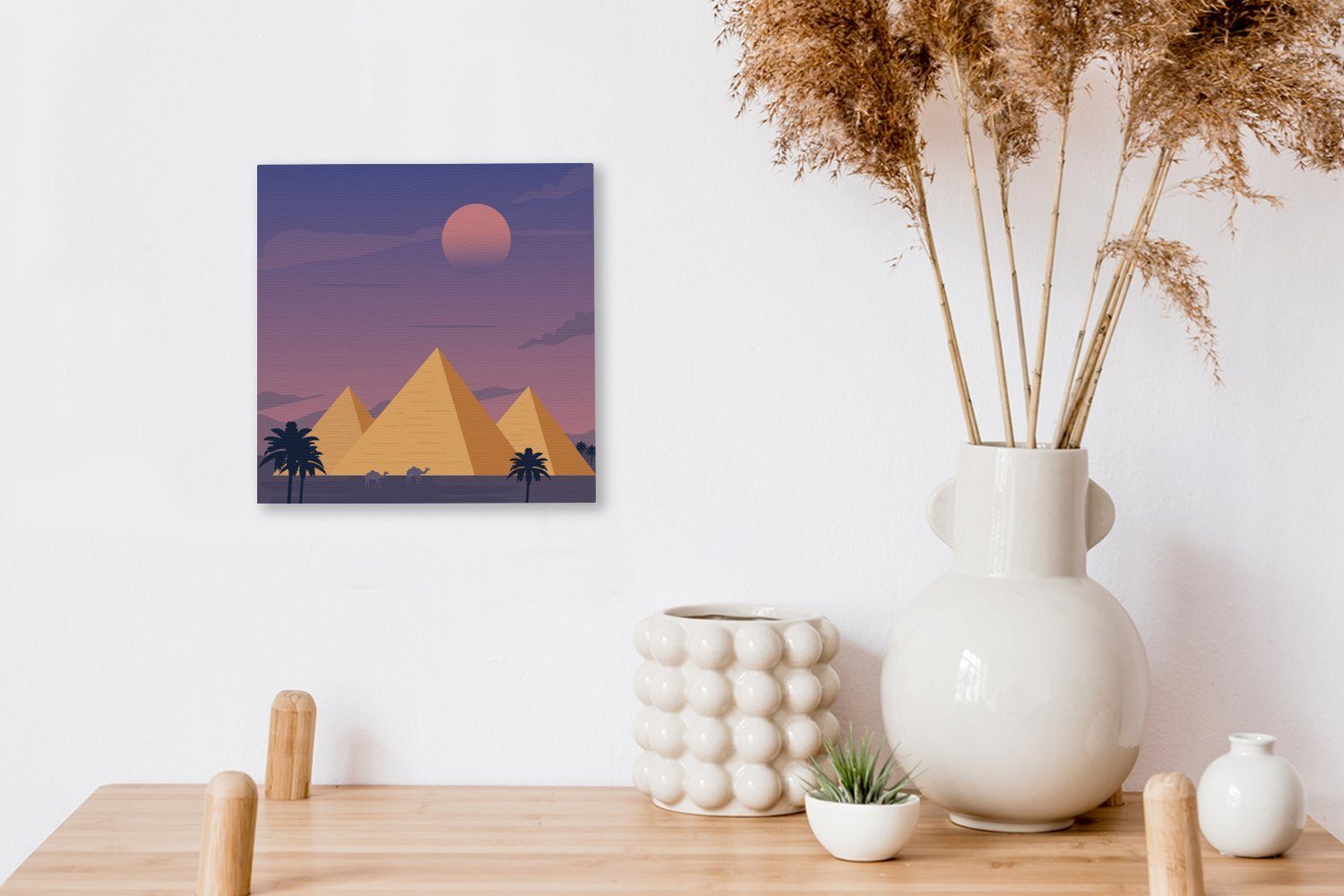 OneMillionCanvasses® Leinwandbild Illustration der von Wohnzimmer Abend, Pyramiden Gizeh für Leinwand (1 Schlafzimmer am Bilder St)