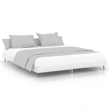 furnicato Bett Bettgestell Hochglanz-Weiß 200x200 cm Holzwerkstoff