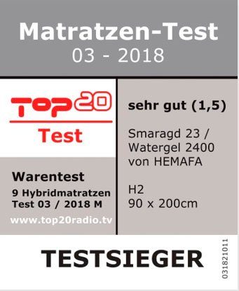 03-2018 23 cm Watergel Gelschaummatratze Matratzentest hoch, beim Testsieger Hemafa, 2400 KS,