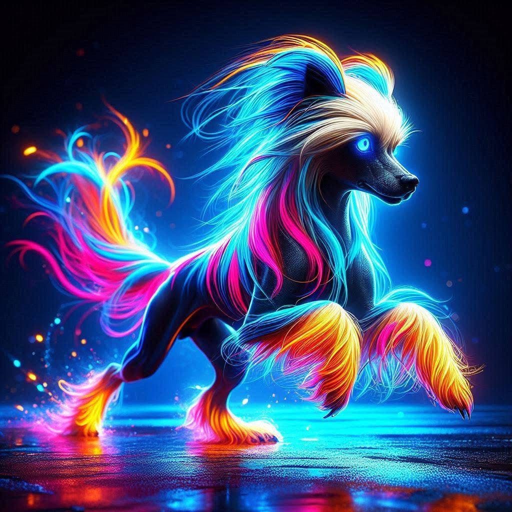 Rötting Design Malen nach Zahlen BASTELIDEE 5d Diamond Painting Set Motiv neonstrahlender Hund (Komplett-Set), Diamond Painting Vollbild, Lieferung enthält alle Utensilien