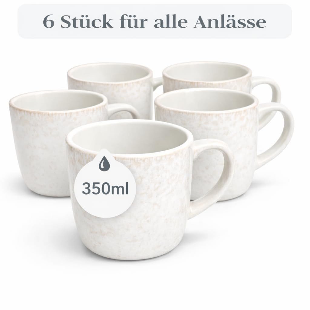 PURE LIVING INTERIOR DESIGN Geschirr-Set Ibiza Becher, 6er-Set, 350 ml, Beige, Steingut (6-tlg), 6 Personen, Steingut – Bild 3 von 5
