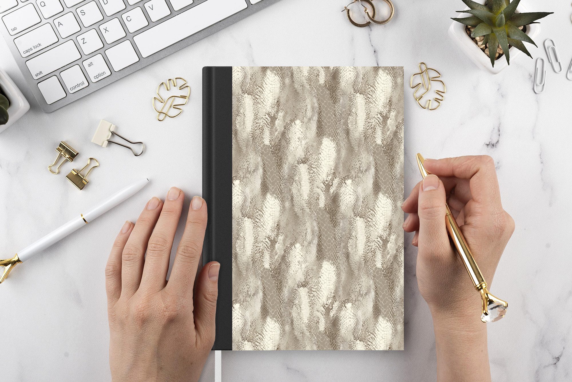 MuchoWow Notizbuch Schlange - Textur - Sand, Notebook, Notizblock a5, Tagebuch, Journal Liniert