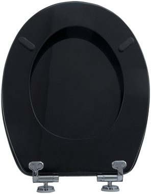 CORNAT WC-Sitz 3D-Chrom Optik - Hochwertiger Holzkern - Absenkautomatik, Bequeme Montage von oben - Komfortables Sitzgefühl / Toilettensitz