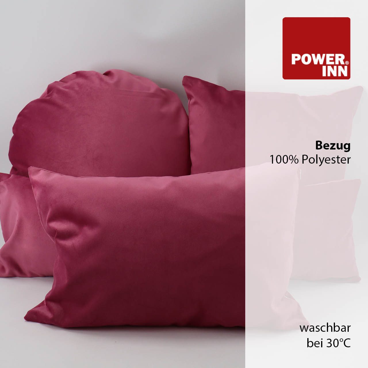 POWER INN Kissenbezug POWER INN Kissenbezug, 40cm Rund, Pink, Samtstoff, Waschbar