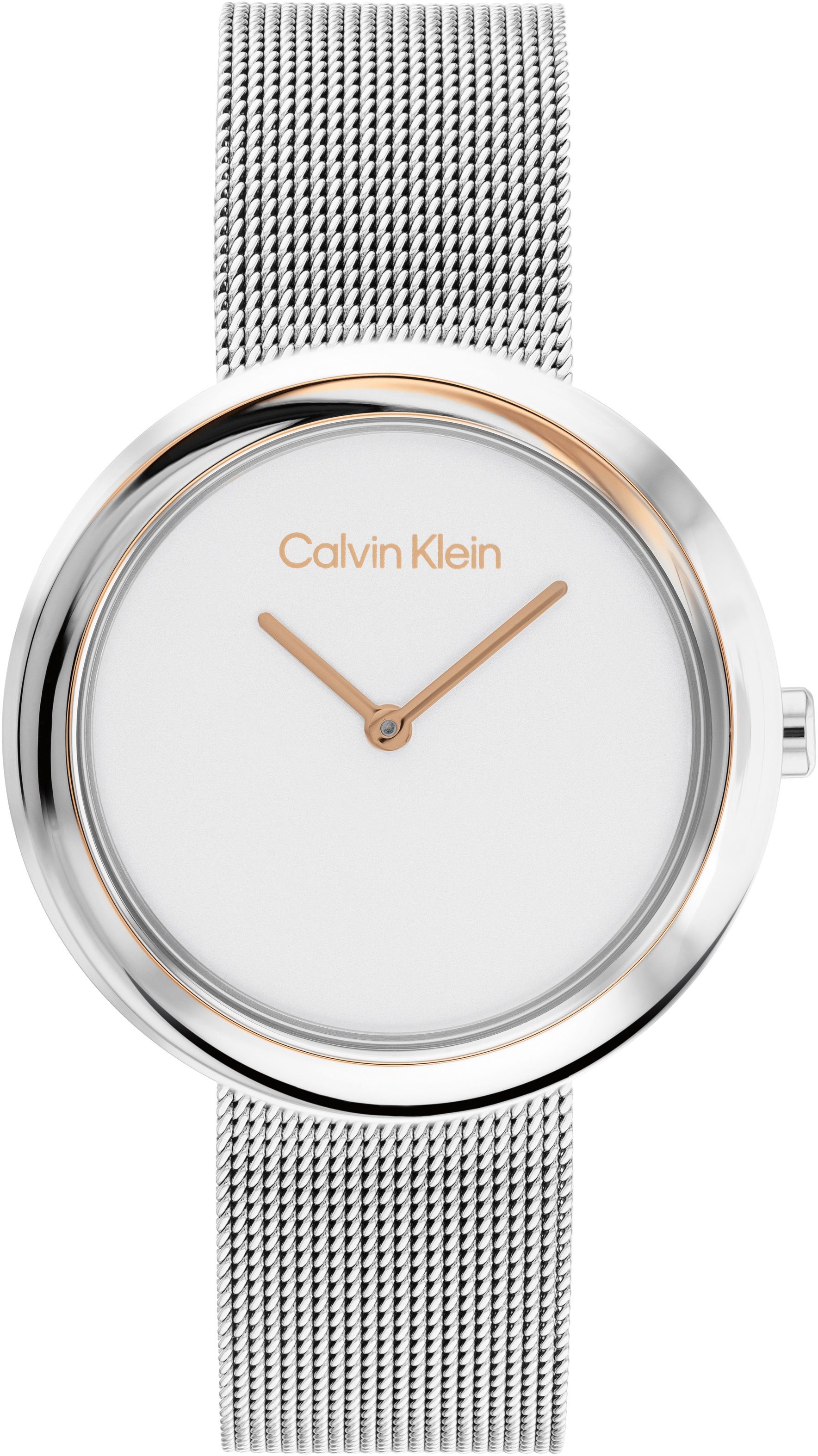 Calvin Klein Quarzuhr Twisted Bezel, 25200011, Armbanduhr, Damenuhr, Mineralglas, IP-Beschichtung