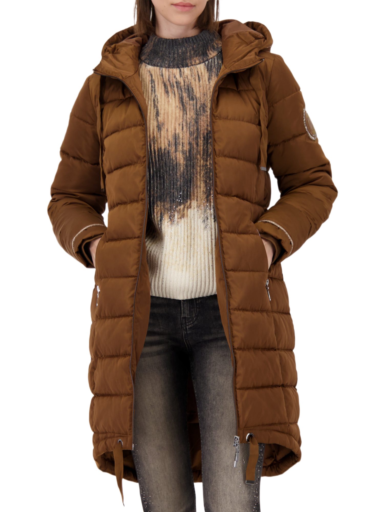 Monari Wollmantel braun,Outdoor,Polyester,Unifarben,Lang,Regular Fit