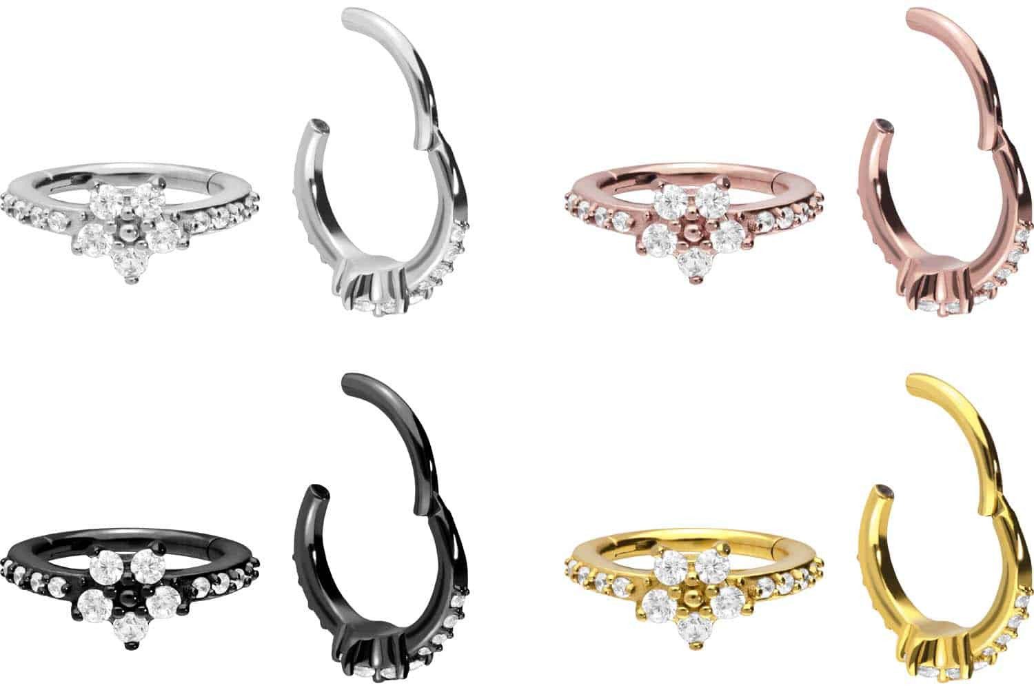 PIERCINGLINE Piercing-Set Chirurgenstahl Segmentring Clicker EINGEFASSTE günstig online kaufen